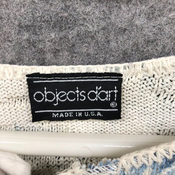 VTG Objects Dart Womens Grandma Floral Knit Long Sleeve Top Size L Granny - Picture 8 of 12